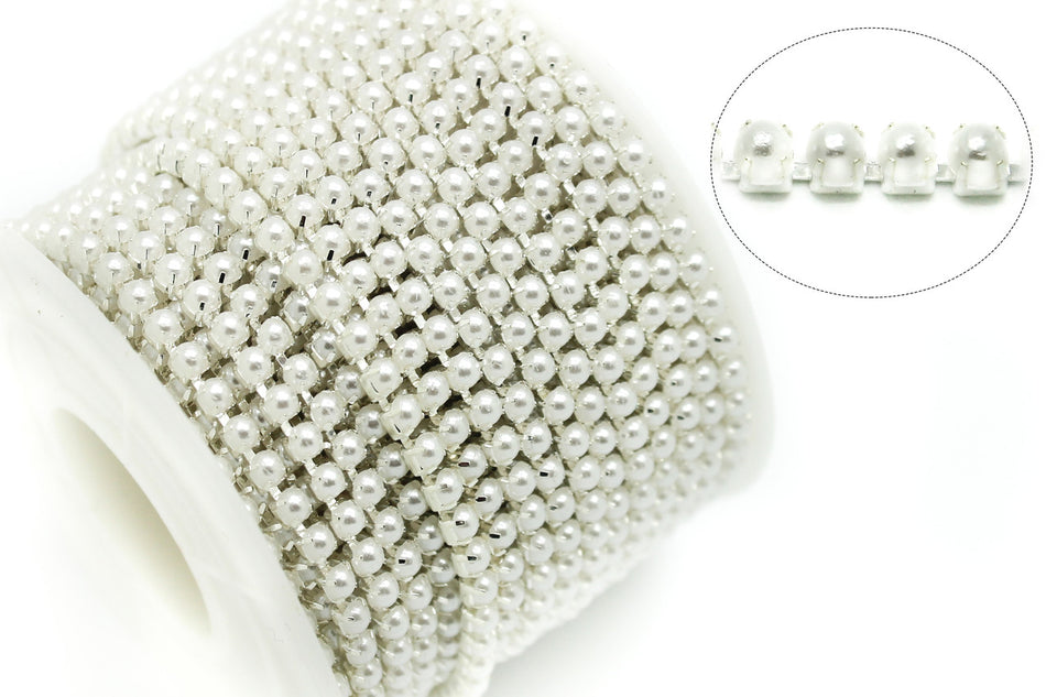 Перлинний ланцюг ss10 (2,8 мм) 1 м Білий Z9 silver