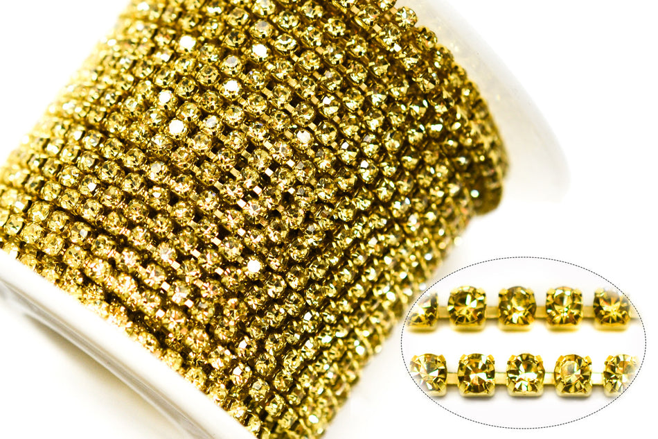 Стразовий ланцюг ss6 (2 мм) 1 м Jonquil gold
