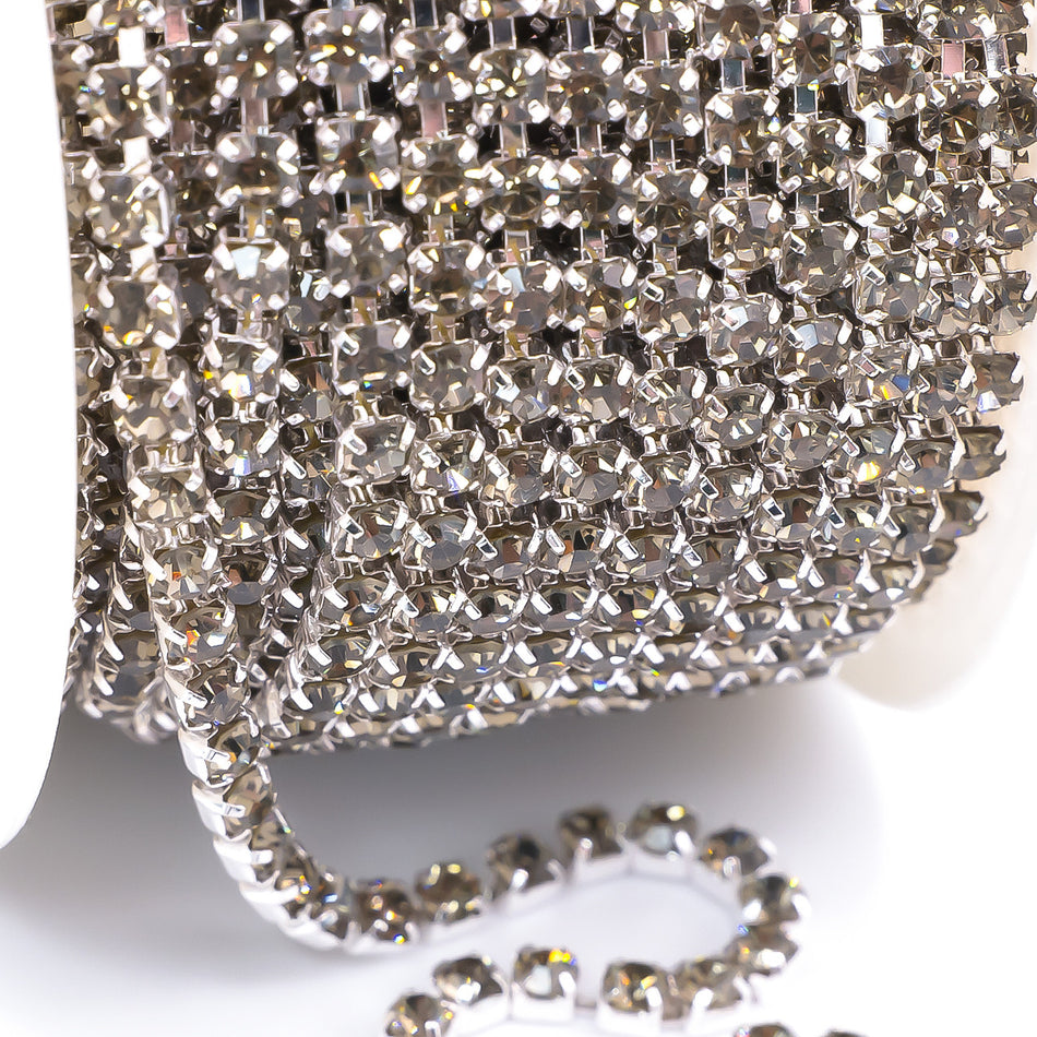 Стразовий ланцюг ss10 (2,8 мм) 1 м Black Diamond silver