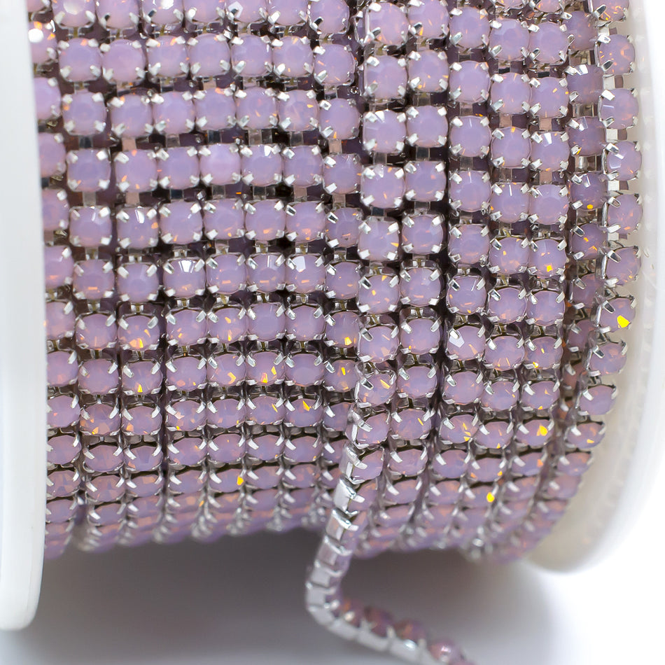 Стразовий ланцюг ss6 (2 мм) 1 м Rose opal silver