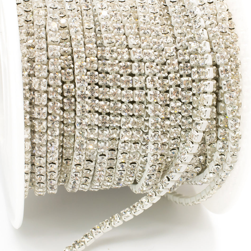 Стразовий ланцюг ss8 (2,5 мм) 1 м Crystal white