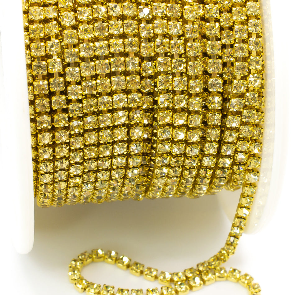 Стразовий ланцюг ss6 (2 мм) 1 м Jonquil gold
