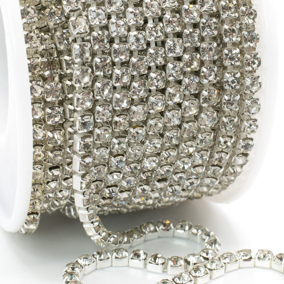 Стразовий ланцюг ss10 (2,8 мм) 1 м Crystal silver