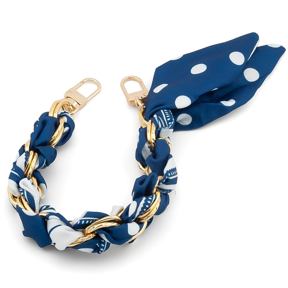 Ланцюг зі стрічкою Твіллі для телефону/сумки 30х1,6 см 1 шт. принт Gold Polka Dot Series ●Blue Model