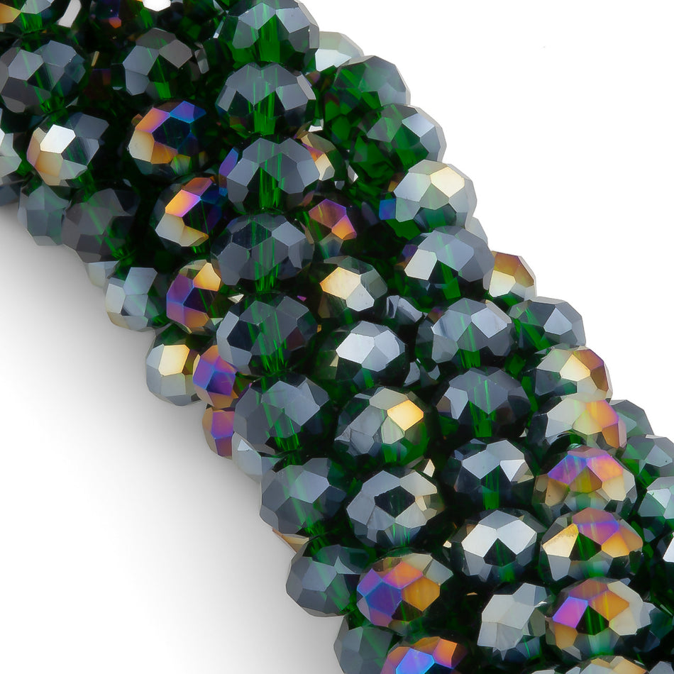 Nogi Swarovski огранювання рондель 6х4,8 мм 38 см (+-85 шт.) смарагдовий АВ прозорий