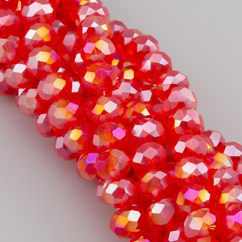 Nogi Swarovski огранювання рондель 4х3,5 мм 42 см (+-120 шт.) Червоногарячий АВ прозорий