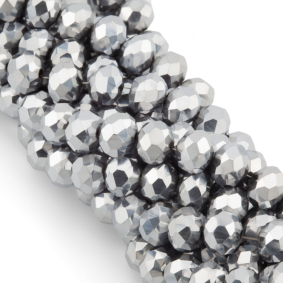 Намистини Swarovski огранювання рондель 6х4,8 мм 40 см (+-85 шт.) Сріблястий металік