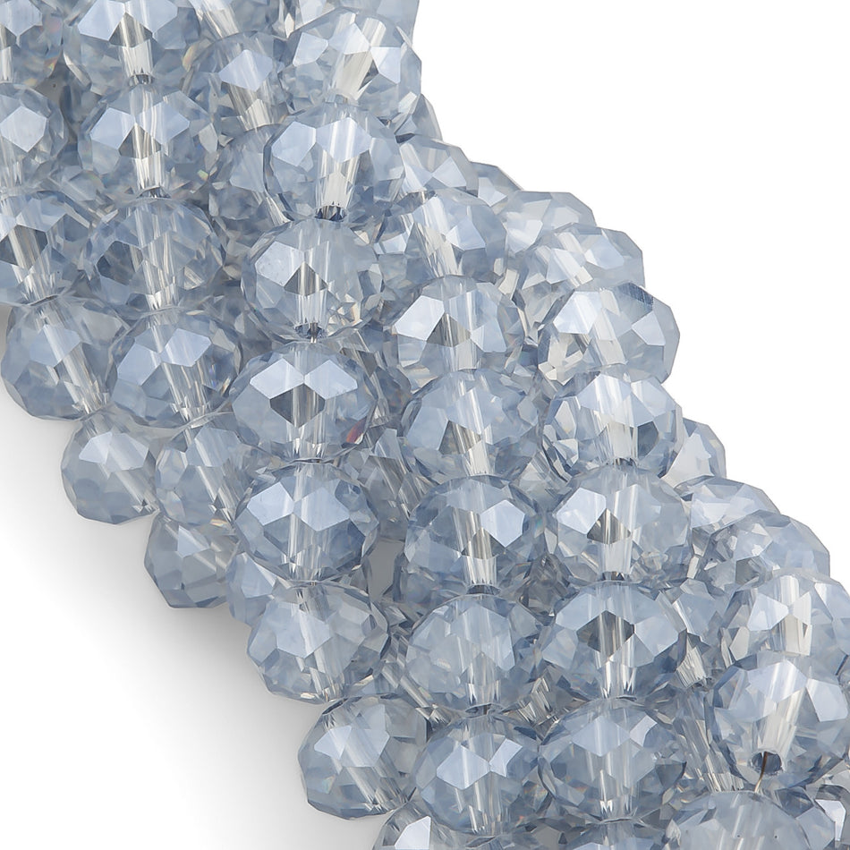 Nogi Swarovski огранювання рондель 8х6 мм 42 см (+-65 шт.) Сріблястий АВ прозорий