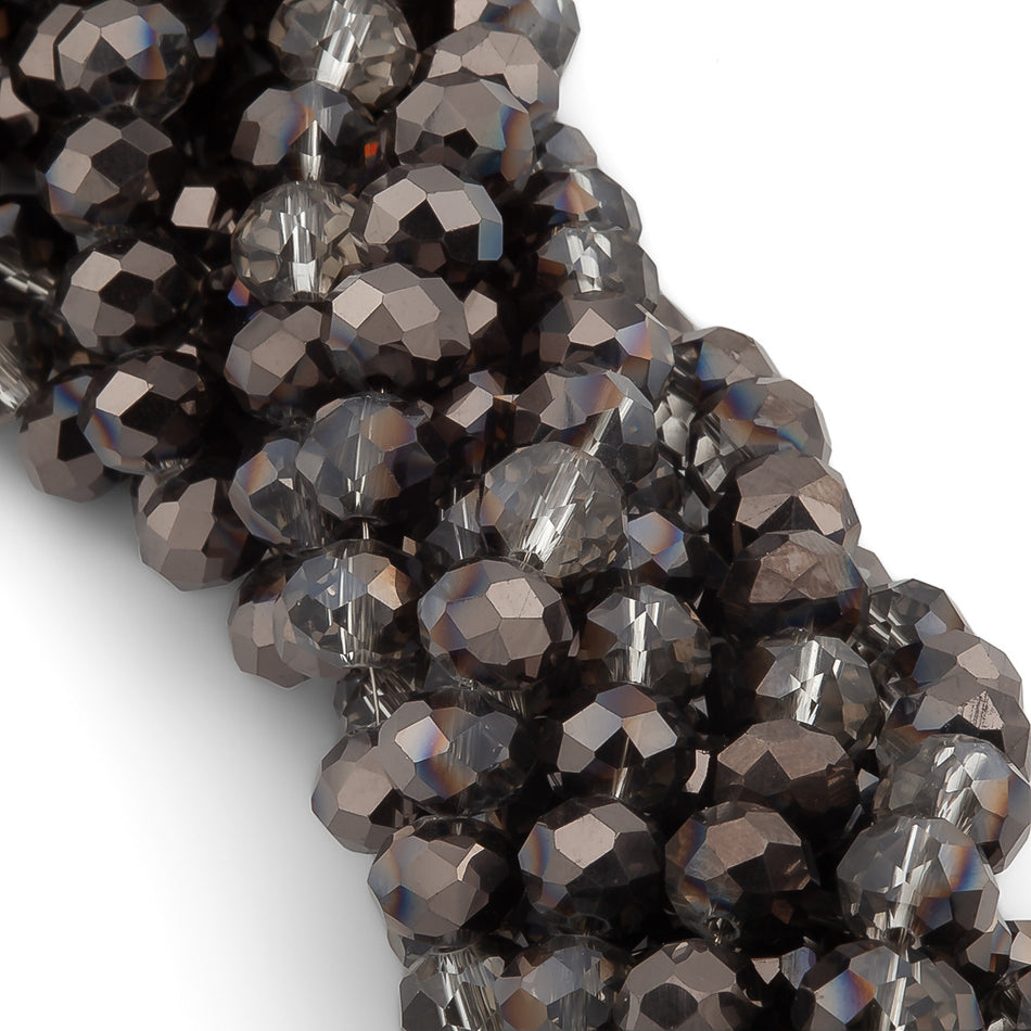 Nogi Swarovski огранювання рондель 6х4,8 мм 40 см (+-85 шт.) Гематитовий напівпрозорий металік