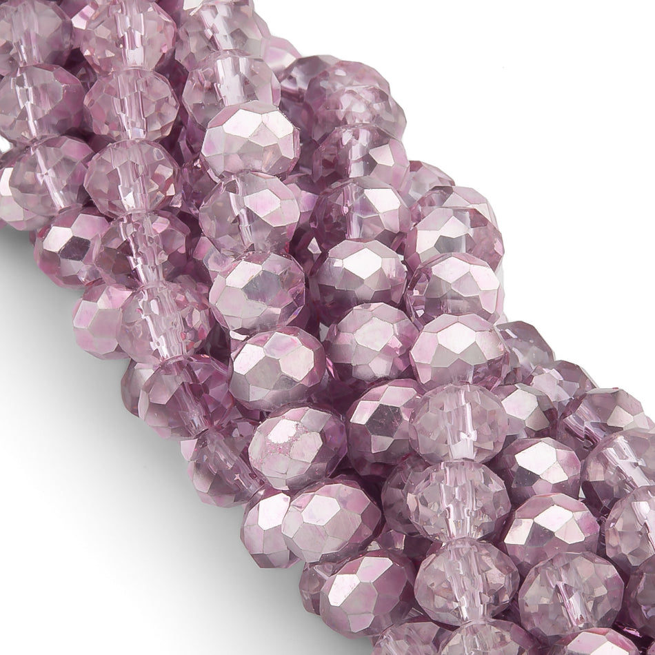 Nogi Swarovski огранювання рондель 3,5х3 мм 34 см (+-124 шт.) Бузковий напівпрозорий металік