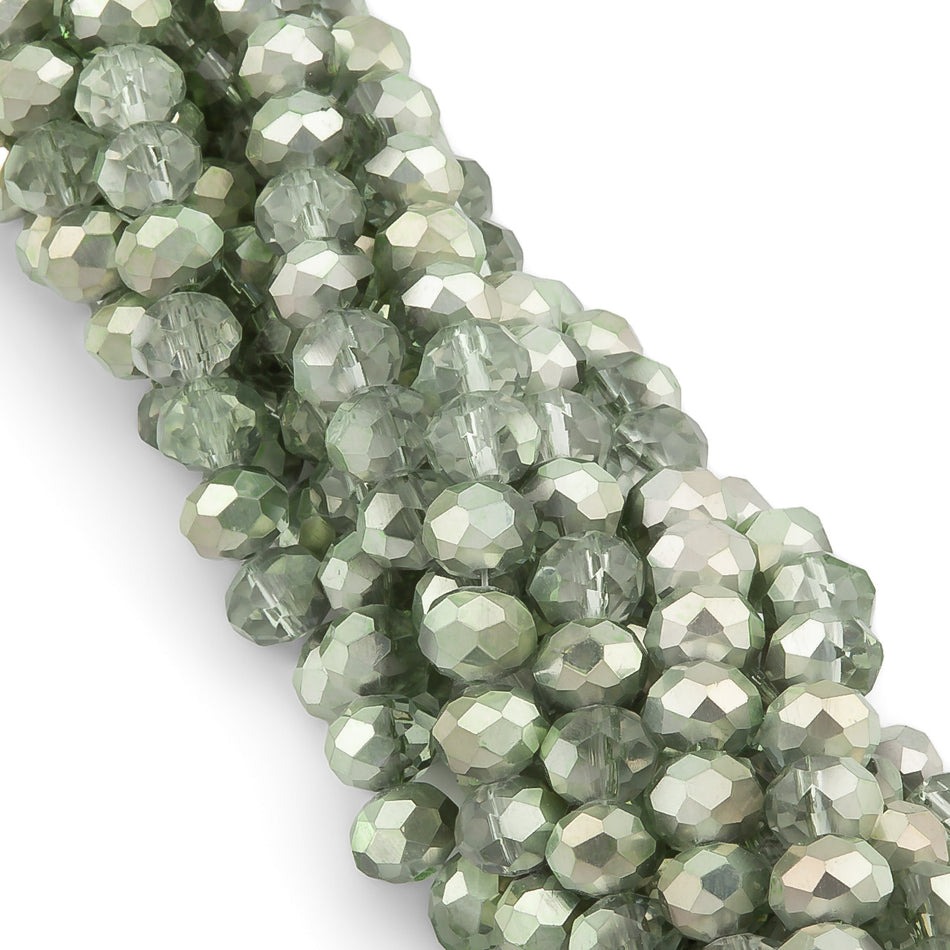 Nogi Swarovski огранювання рондель 4х3,5 мм 42 см (+-120 шт.) Оливково-сірий напівпрозорий металік