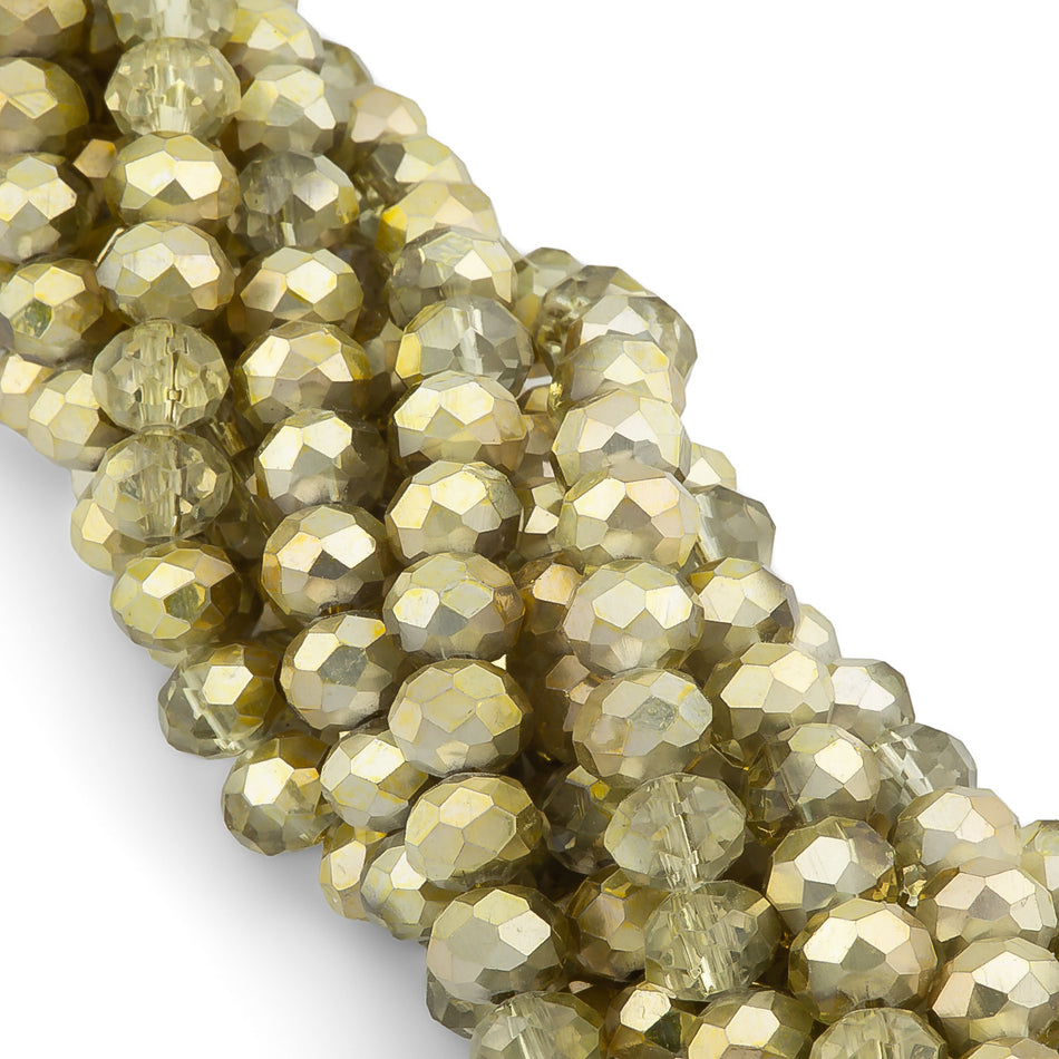 Nogi Swarovski огранювання рондель 4х3,5 мм 42 см (+-120 шт.) Оливково-жовтий напівпрозорий металік