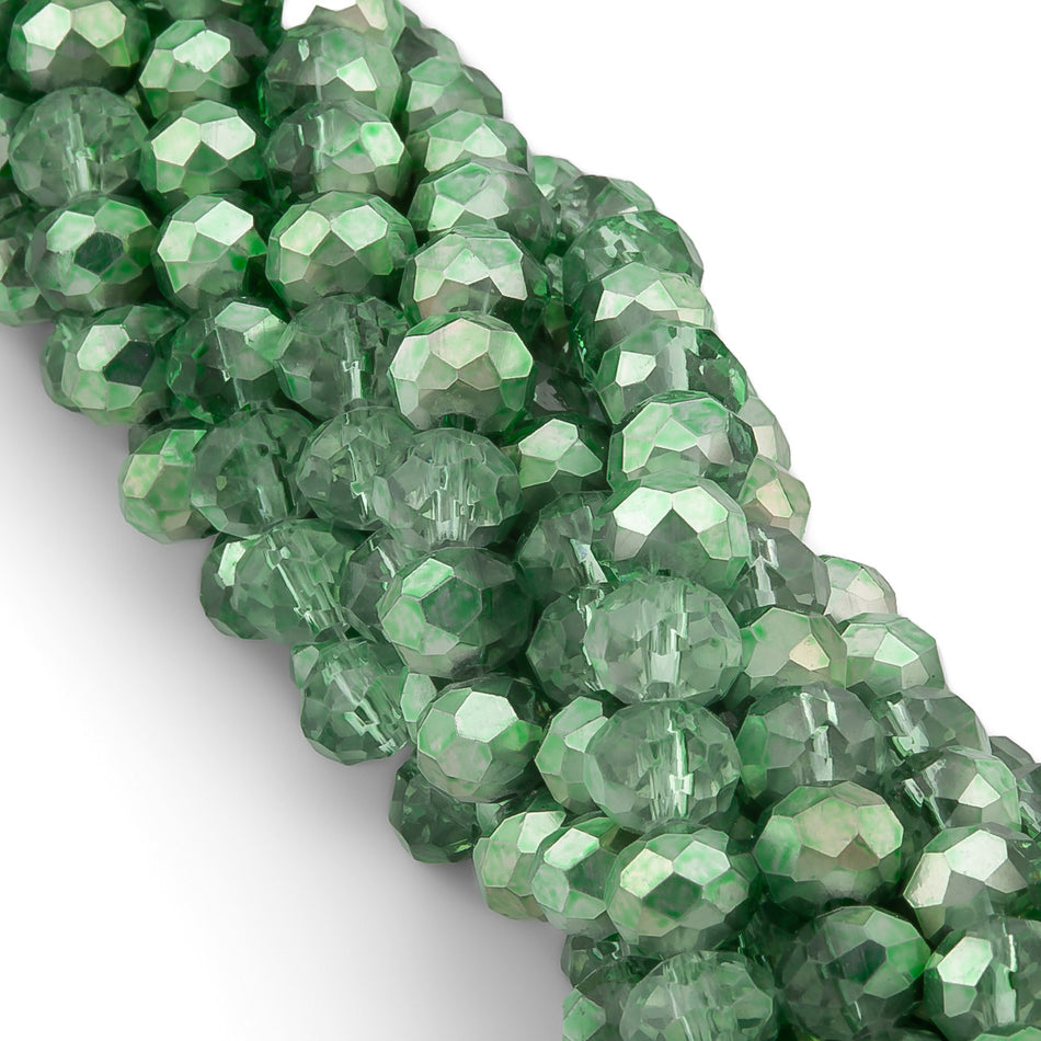 Nogi Swarovski огранювання рондель 4х3,5 мм 42 см (+-120 шт.) Оливково-зелений напівпрозорий металік