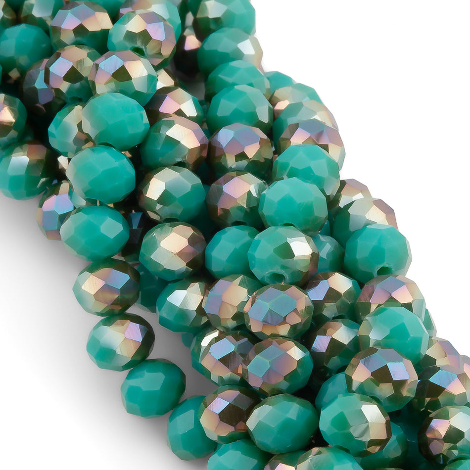 Nogi Swarovski огранювання рондель 4х3,5 мм 42 см (+-120 шт.) Бірюзовий з коричневим АВ