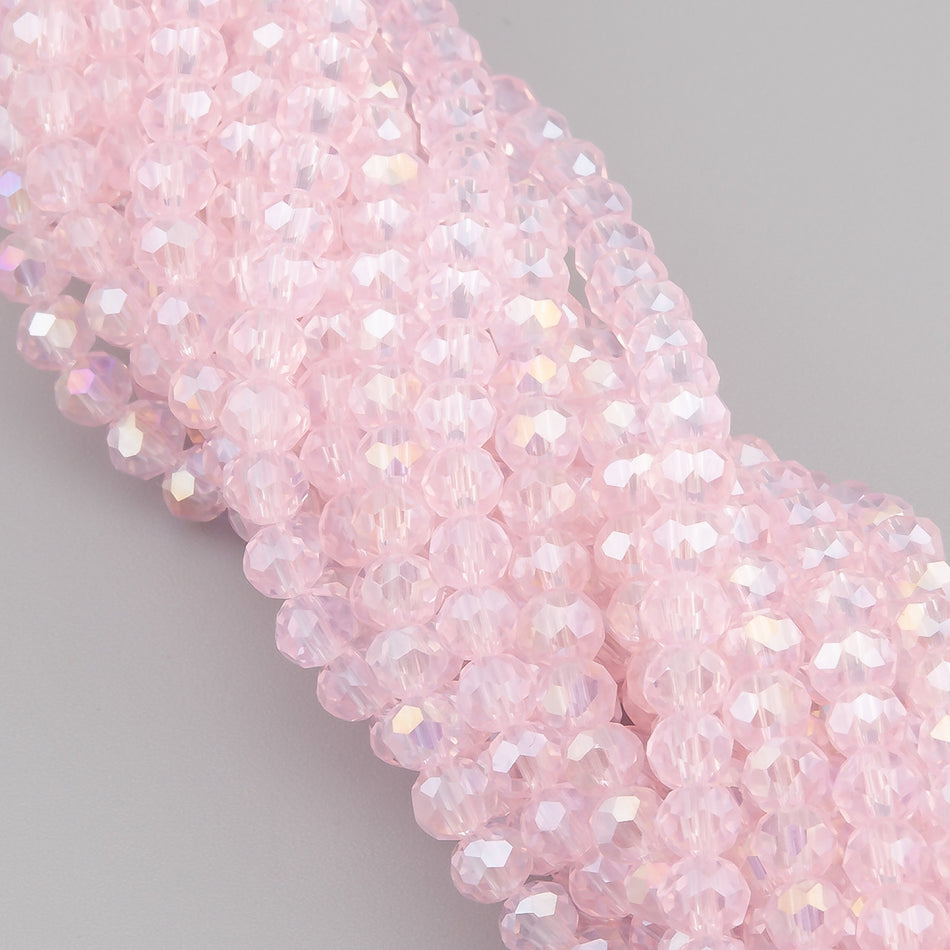Nogi Swarovski огранювання рондель 4х3,5 мм 42 см (+-120 шт.) Рожевий світлий АВ прозорий