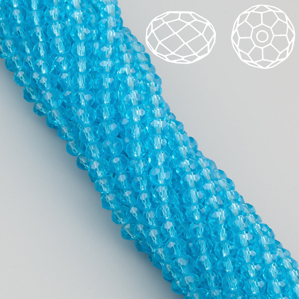Nogi Swarovski огранювання рондель 3,5х3 мм 34 см (+-124 шт.) Блакитний світлий прозорий