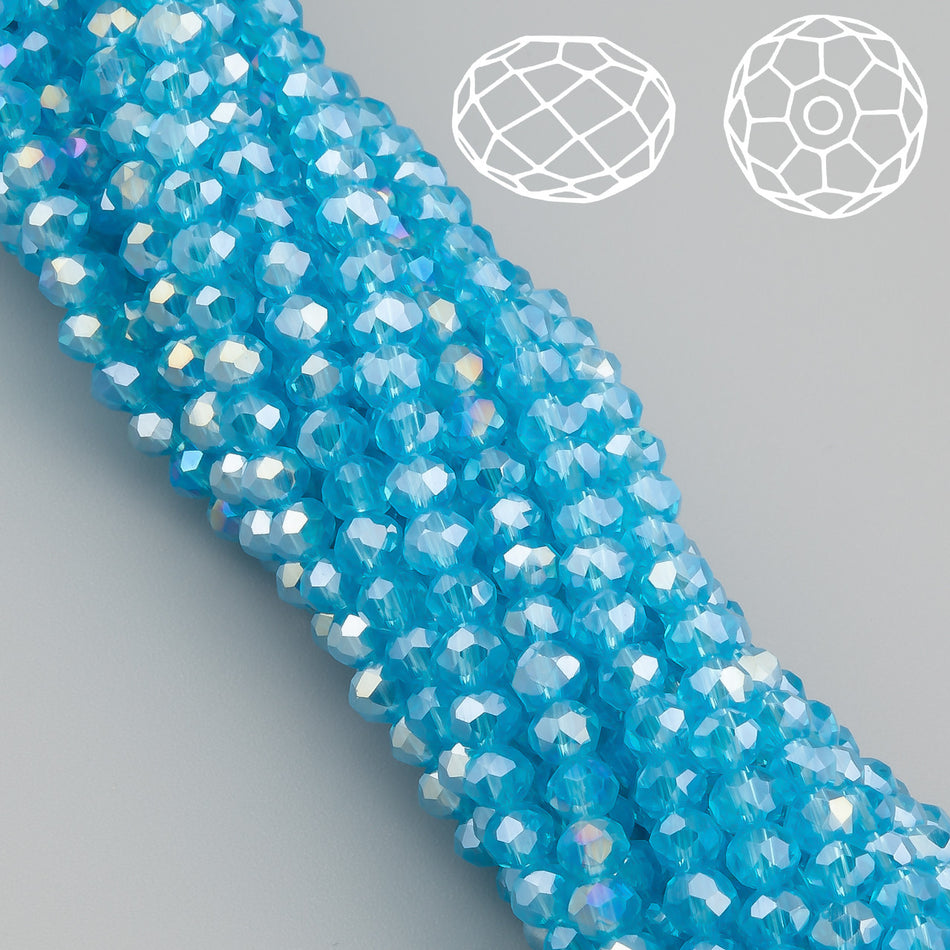 Nogi Swarovski огранювання рондель 3,5х3 мм 34 см (+-124 шт.) Блакитний АВ прозорий