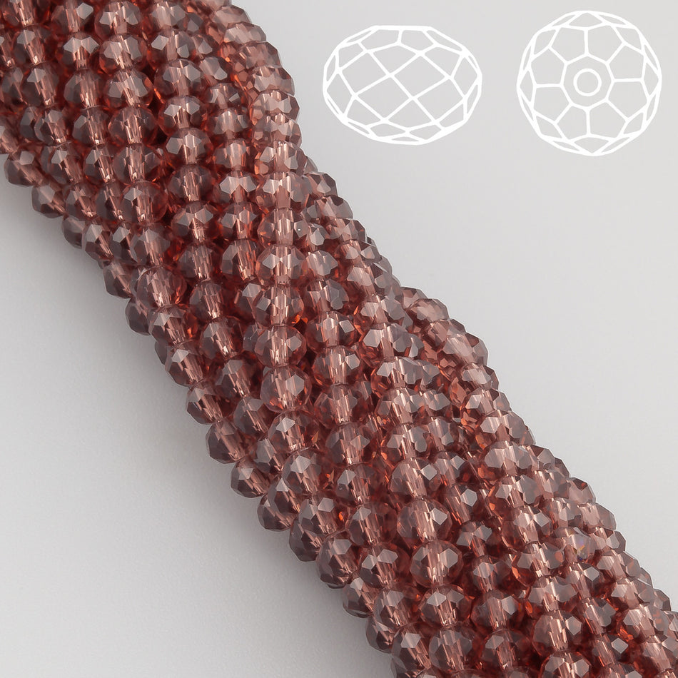 Nogi Swarovski огранювання рондель 4х3,5 мм 42 см (+-120 шт.) Сливовий прозорий
