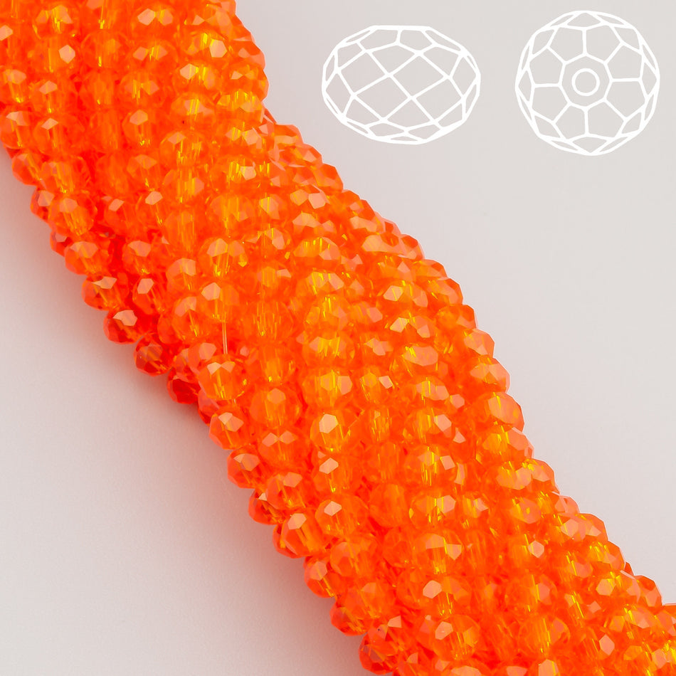 Nogi Swarovski огранювання рондель 8х6 мм 42 см (+-65 шт.) Помаранчевий прозорий