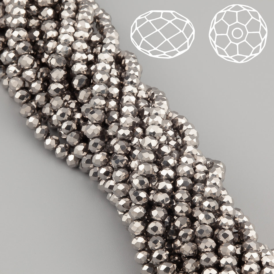 Nogi Swarovski огранювання рондель 8х6 мм 42 см (+-65 шт.) Платиновий металік