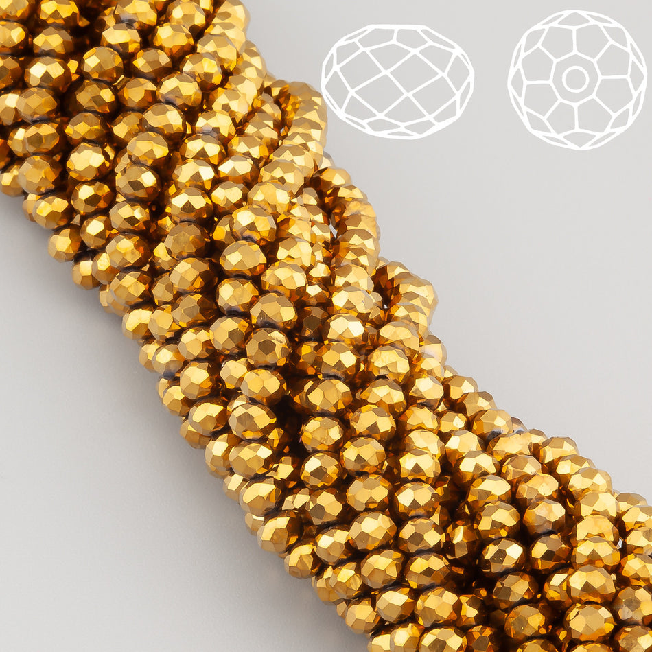 Nogi Swarovski огранювання рондель 3х2,5 мм 38 см (+-160 шт.) Золотистий металік
