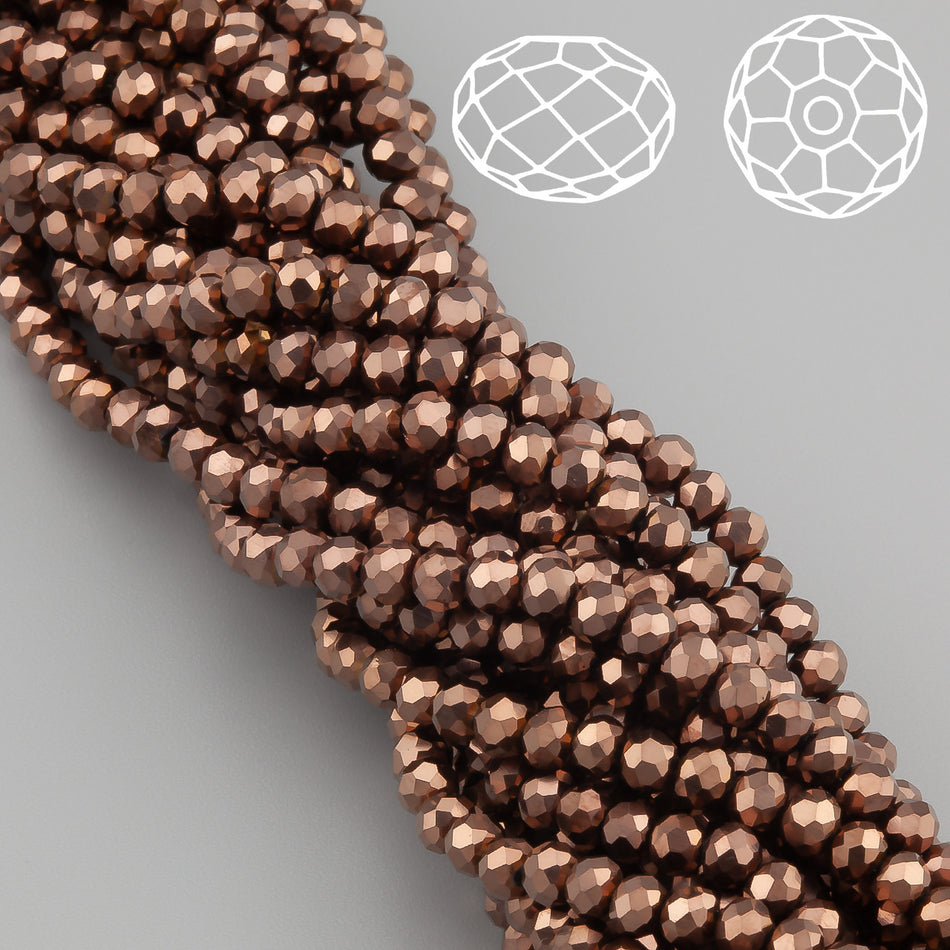 Nogi Swarovski огранювання рондель 4х3,5 мм 42 см (+-120 шт.) Коричневий металік