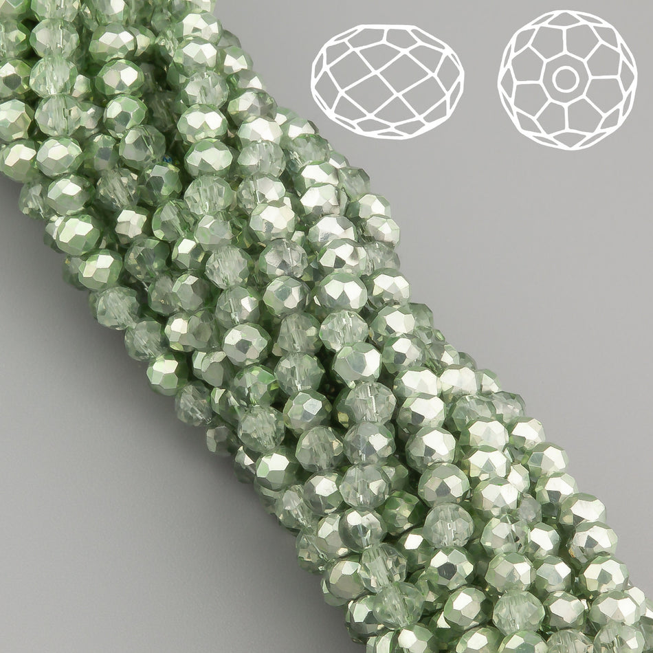 Nogi Swarovski огранювання рондель 4х3,5 мм 42 см (+-120 шт.) Оливково-сірий напівпрозорий металік