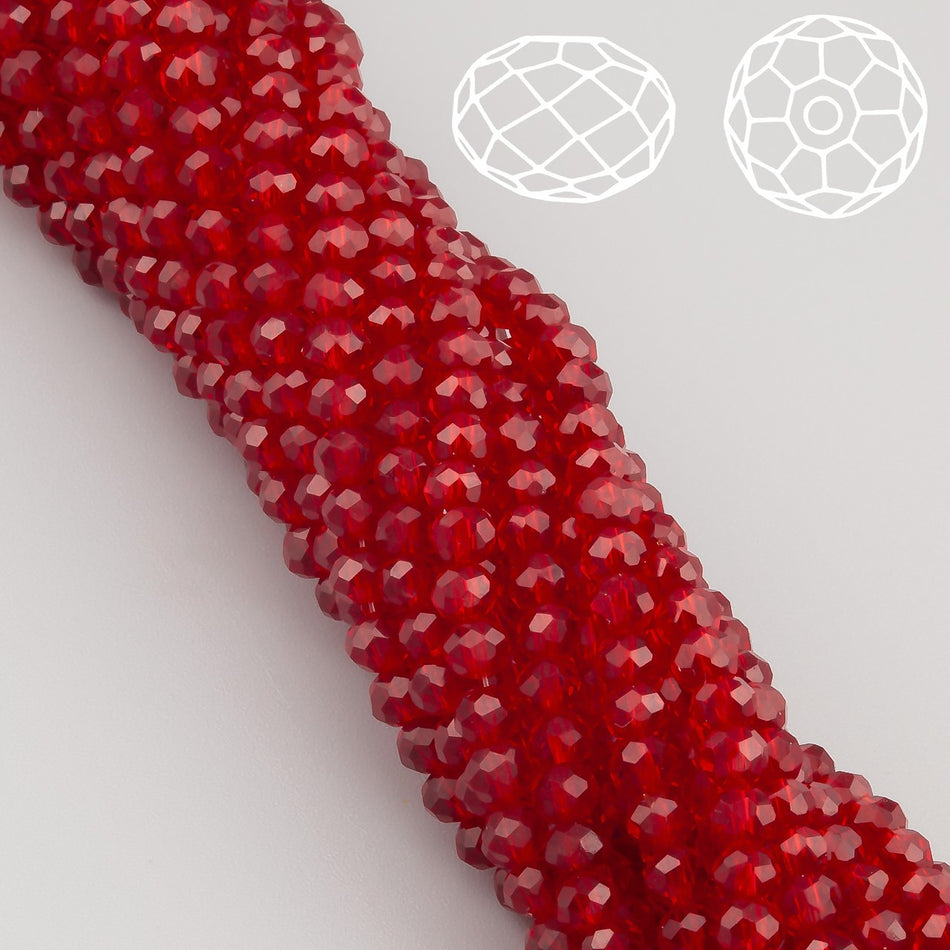 Nogi Swarovski огранювання рондель 3х2,5 мм 38 см (+-160 шт.) Бордовий прозорий