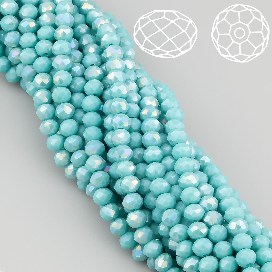 Nogi Swarovski огранювання рондель 6х4,8 мм 40 см (+-85 шт.) Блакитний світлий АВ непрозорий