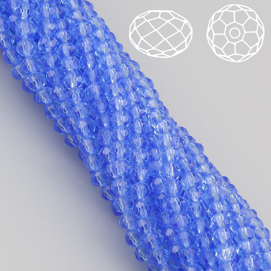 Nogi Swarovski огранювання рондель 3х2,5 мм 38 см (+-160 шт.) Синій прозорий