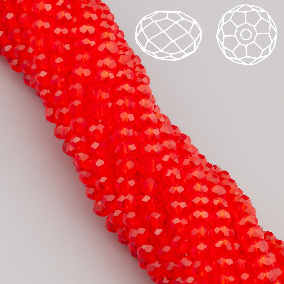Nogi Swarovski огранювання рондель 3х2,5 мм 38 см (+-160 шт.) Червоногарячий прозорий