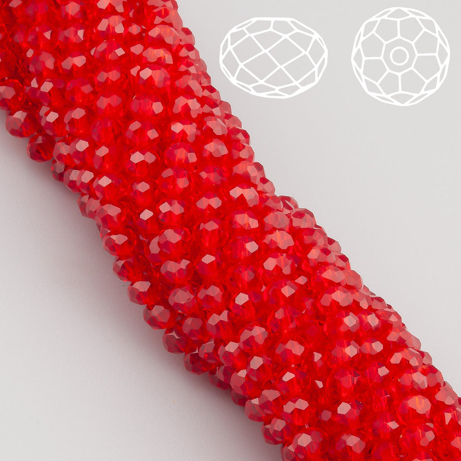 Nogi Swarovski огранювання рондель 4х3,5 мм 42 см (+-120 шт.) Червоний прозорий