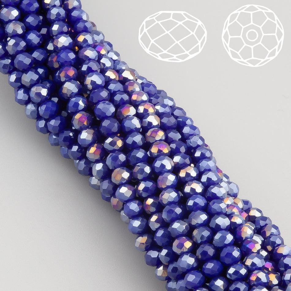 Nogi Swarovski огранювання рондель 6х4,8 мм 37 см (+-85 шт.) Синій темний АВ непрозорий
