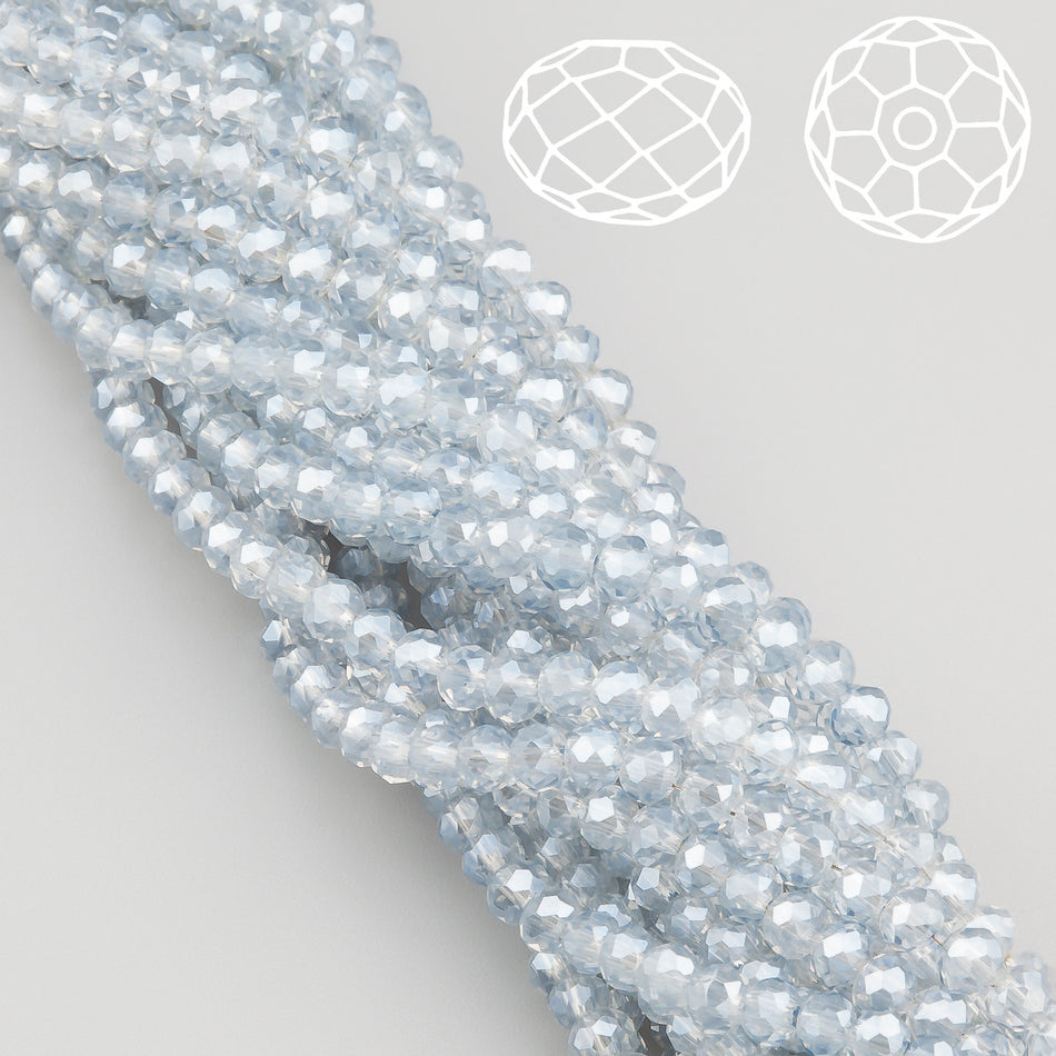 Nogi Swarovski огранювання рондель 4х3,5 мм 42 см (+-120 шт.) Сріблястий АВ прозорий