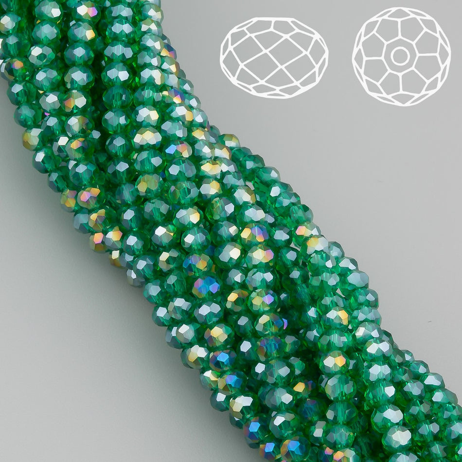 Nogi Swarovski огранювання рондель 4х3,5 мм 42 см (+-120 шт.) Нефритовий АВ прозорий