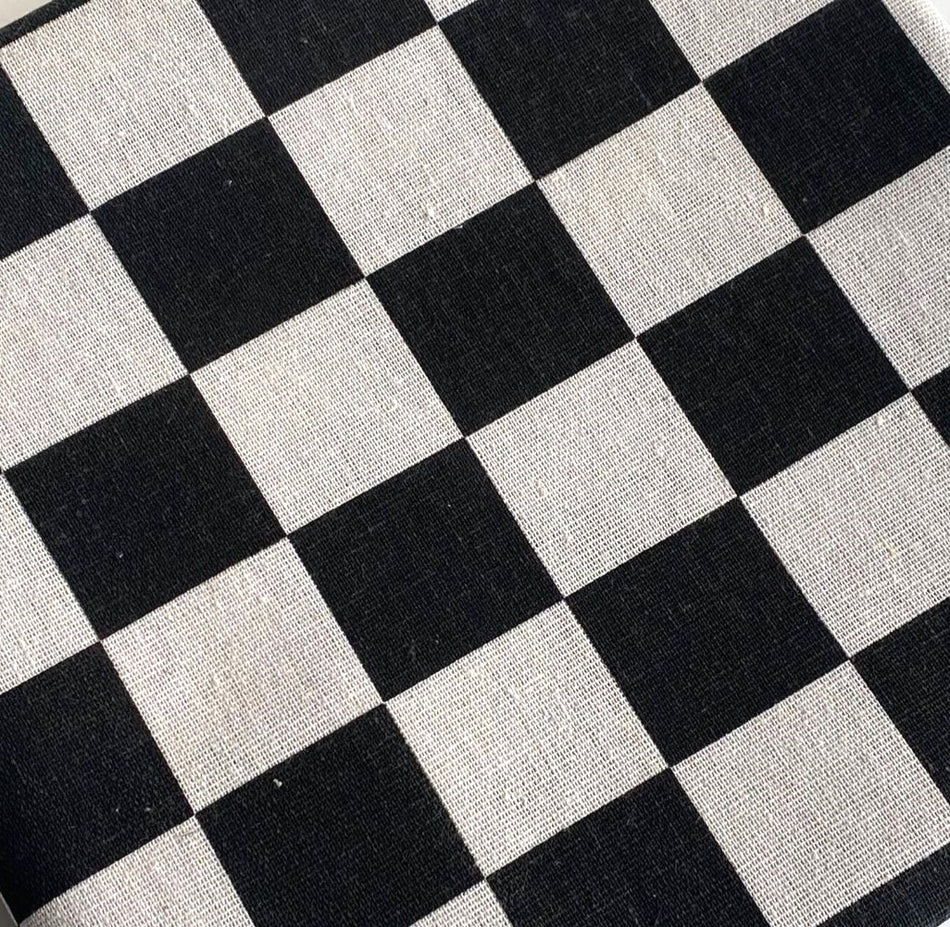 Уцінка!!! Тканина 55% льон 45% бавовна 160 г/м² 1,5 м 1 м принт Black and white squares