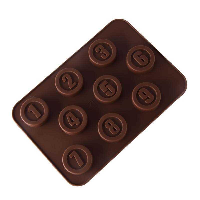 Форма силіконова Цифри 9 яч. Bakery 14х10 см Ø 2,4х1 см 1 шт. Коричневий