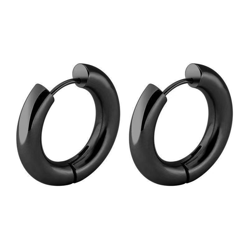 Сережки Конго Ring нерж.сталь 25х2,5 мм Ø 20 мм 1 пара Чорний