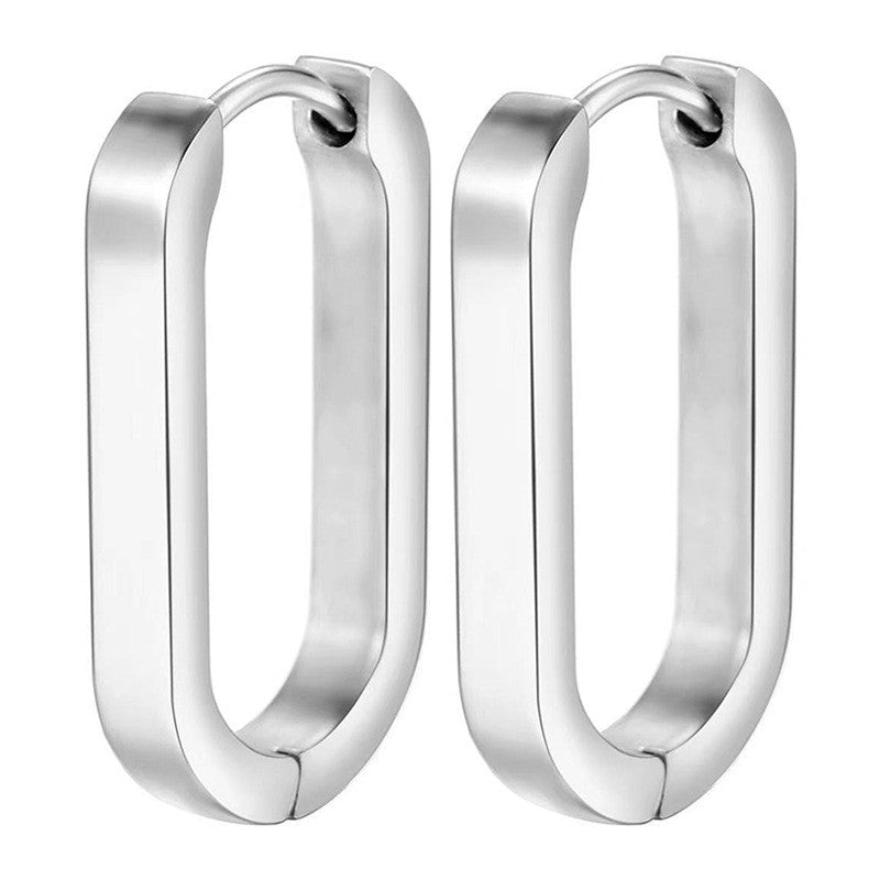 Сережки Конго U-shaped нерж.сталь 25х14х3 мм 1 пара Платиновий