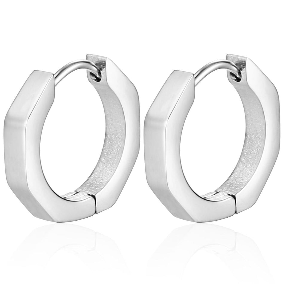 Сережки Конго Octagonal нерж.сталь 16х17х3мм 1 пара Платиновий