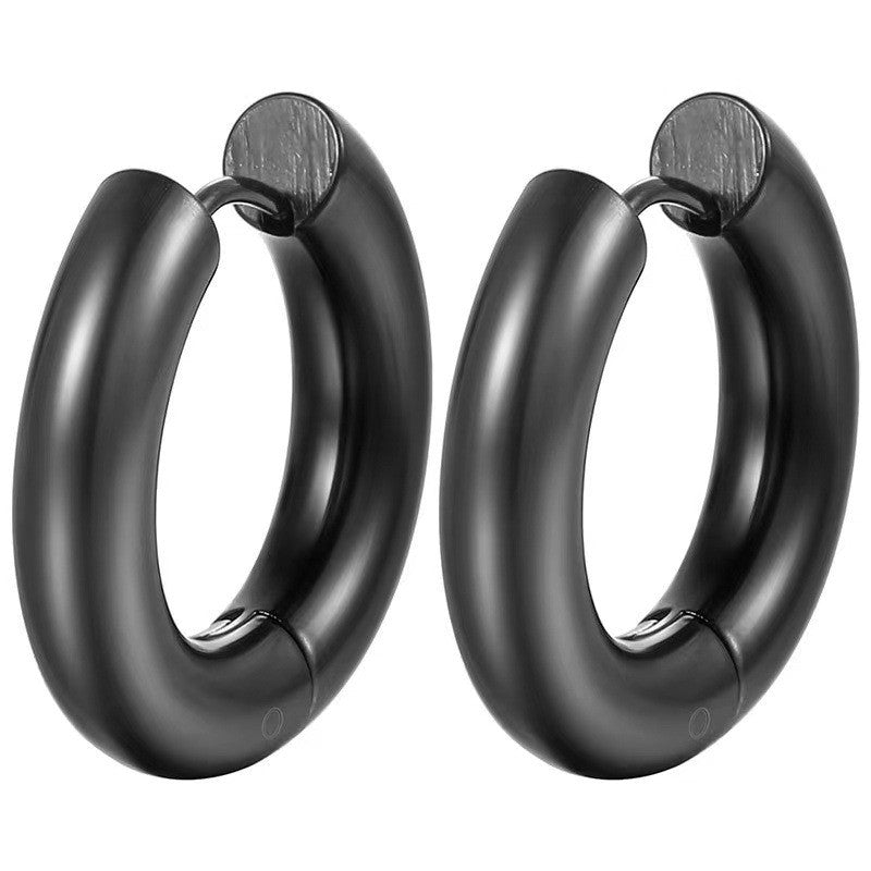 Сережки Конго Ring нерж.сталь 25х5 мм Ø 16 мм 1 пара Чорний