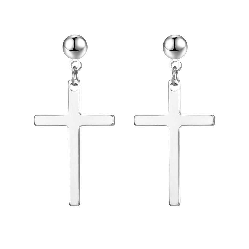 Сережки Cross нерж.сталь 34х16 мм кулька 5 мм 1 пара Платиновий
