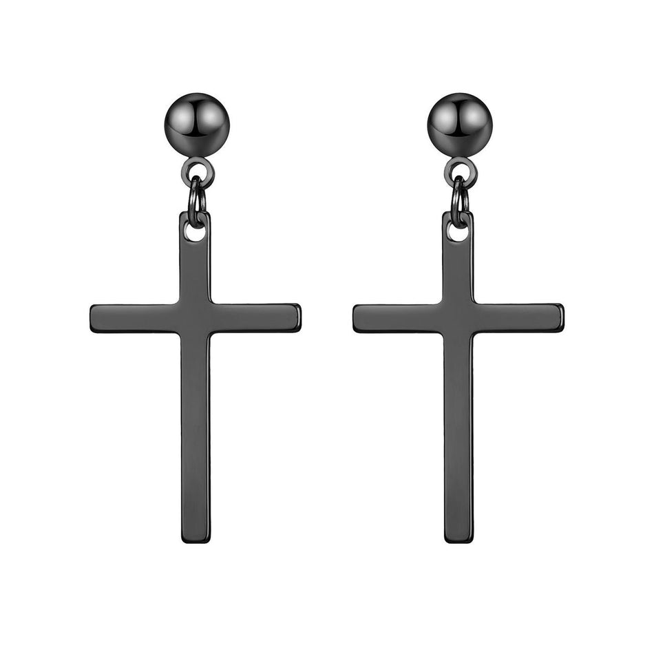 Сережки Cross нерж.сталь 34х16 мм кулька 5 мм 1 пара Чорний