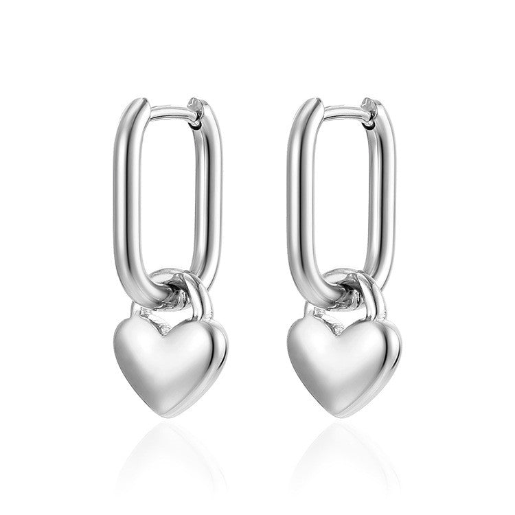 Сережки Конго Love нерж.сталь 24х12х2 мм 1 пара Платиновий