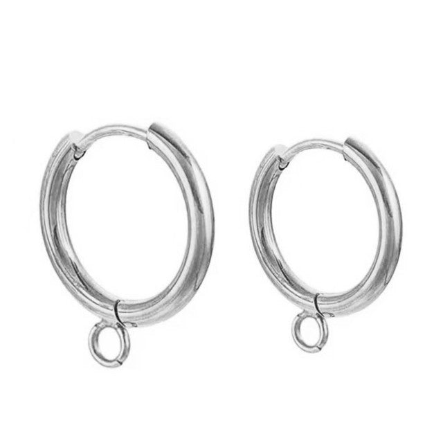 Сережки Конго Simple нерж.сталь 20х2,5 мм Ø 14 мм 1 пара Платиновий