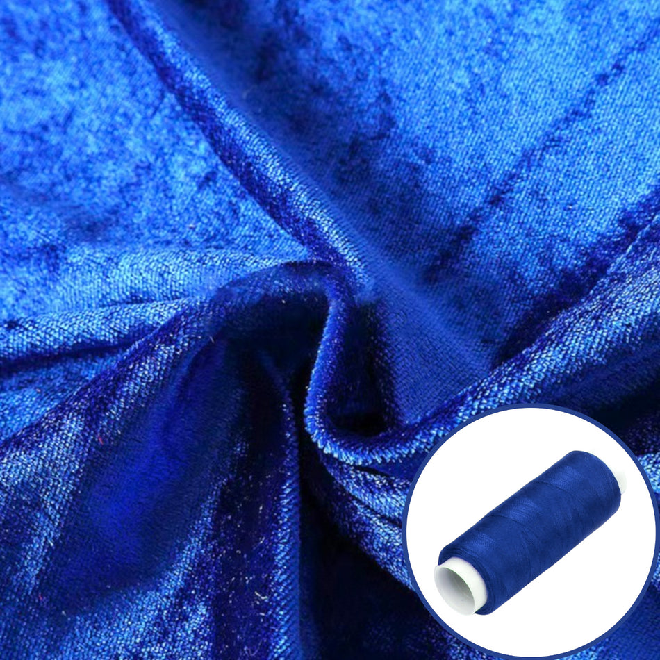 Тканина оксамит стрейч LuxFabric поліестер 400 г/м² 1,65 м 1 м + Нитка поліестер 360 м 1 шт. Електрик