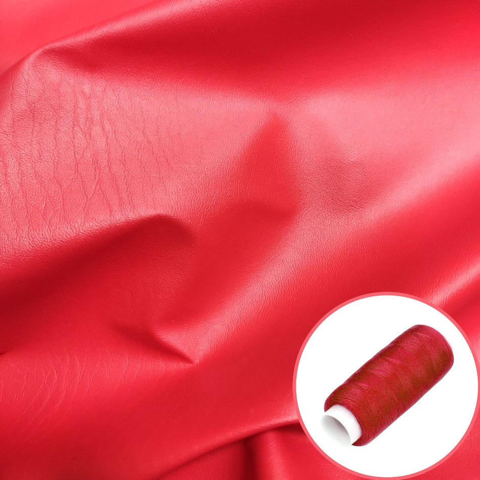 Тканина екошкіра легка LuxFabric 165 г/м² 1,40 м 1 м + Нитка поліестер 360 м Червоний