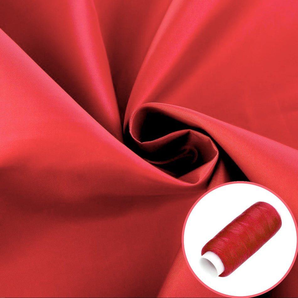 Тканина плащова Канада LuxFabric 110 г/м² 1,50 м 1 м + Нитка поліестер 360 м Червоний