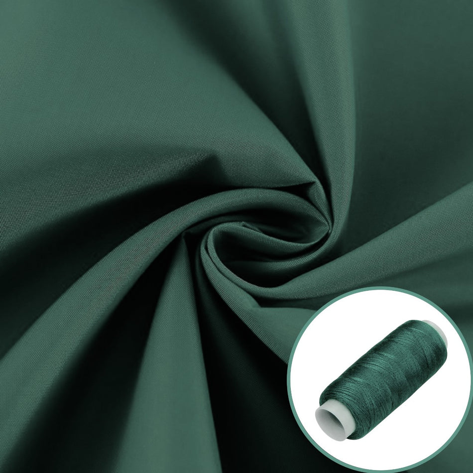 Тканина плащова Канада LuxFabric 110 г/м² 1,50 м 1 м + Нитка поліестер 360 м Зелений темний