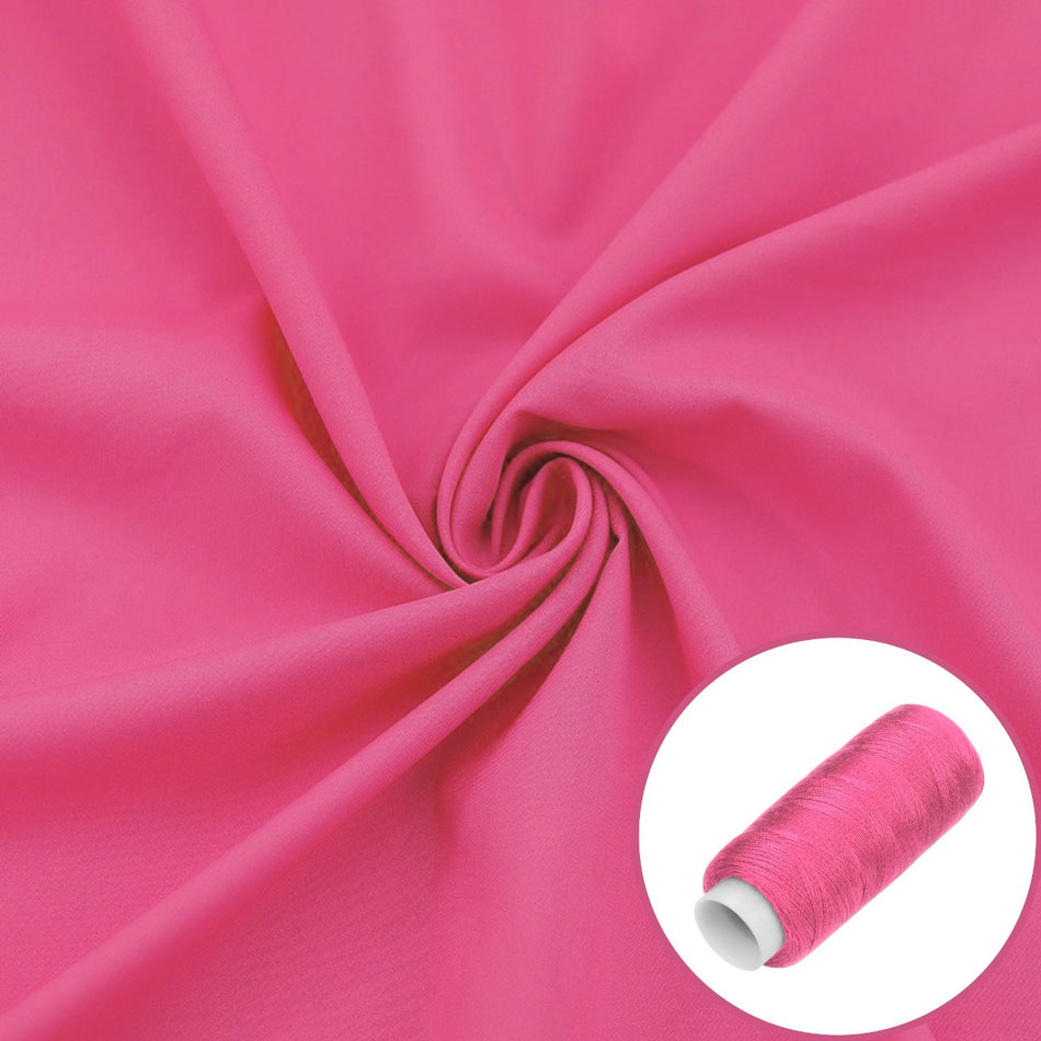 Тканина шифон LuxFabric 110 г/м² 1,50 м 1 м + Нитка поліестер 360 м Рожевий